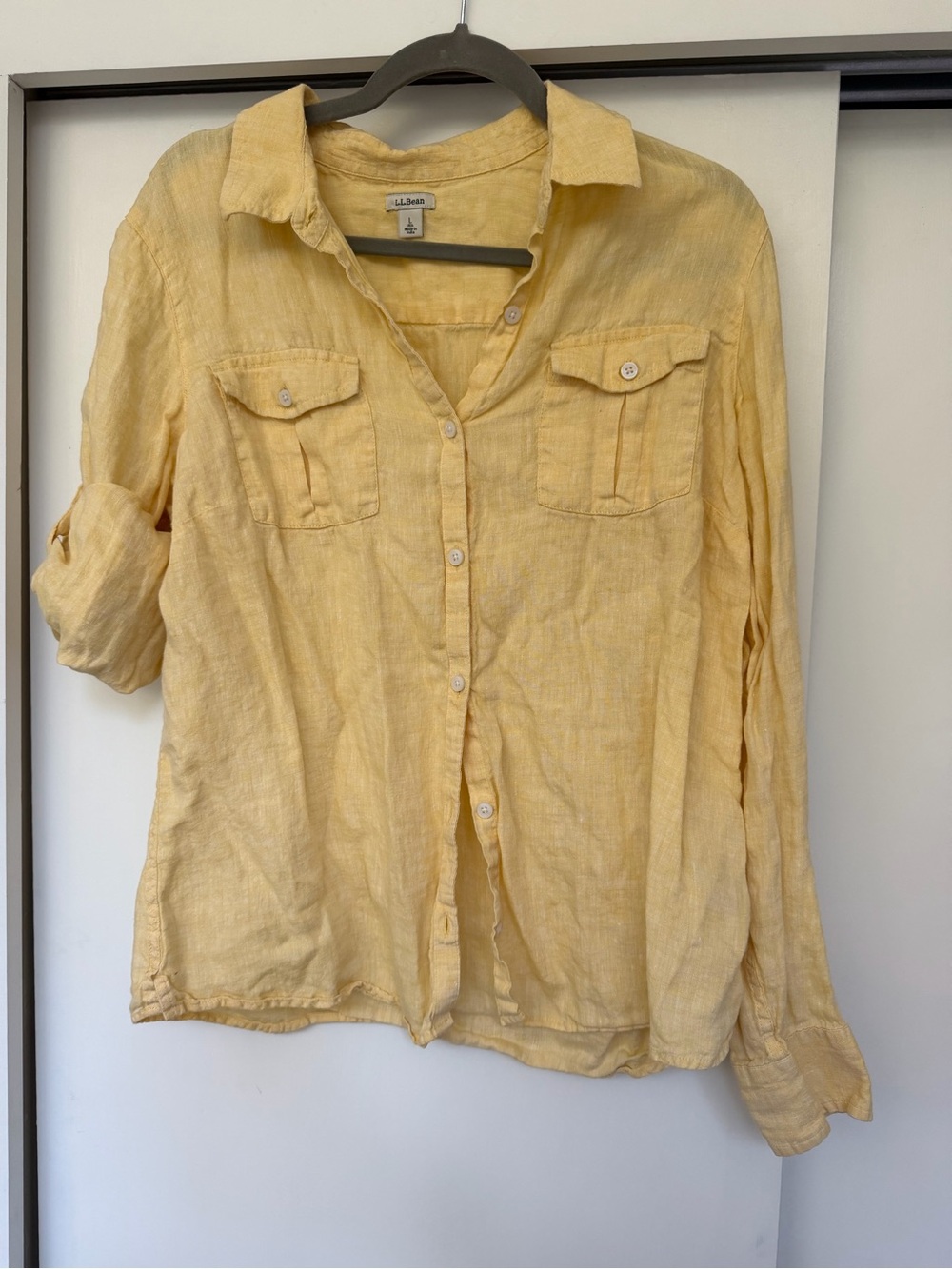 100% linen button down